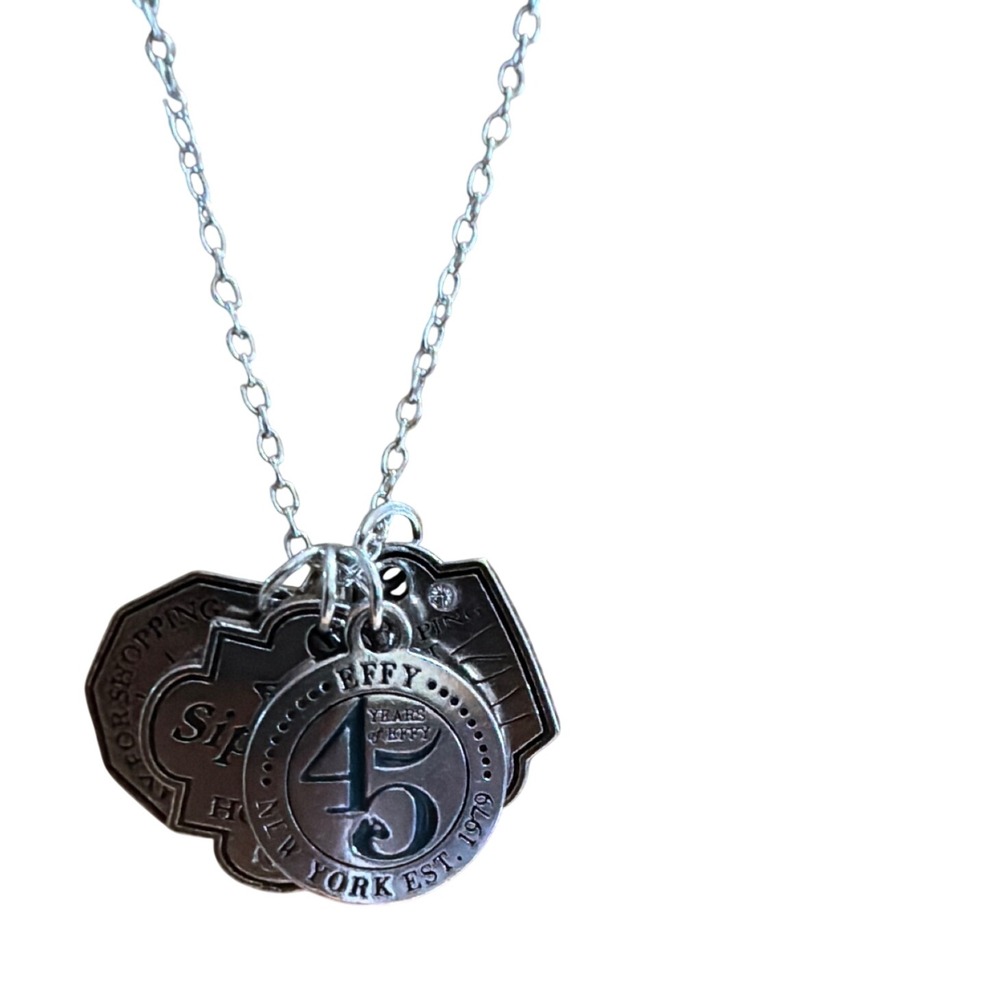 Effy 45th Anniversary Commemorative Multi Charm Necklace Silver Tone 4 Charms